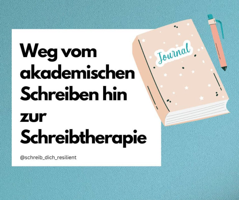 Das Bild zeigt ein Journal und einen Stift. Daneben steht der Text wohin mich mein Schreiben schon gebracht hat. Mein Weg hin zur Schreibtherapie.